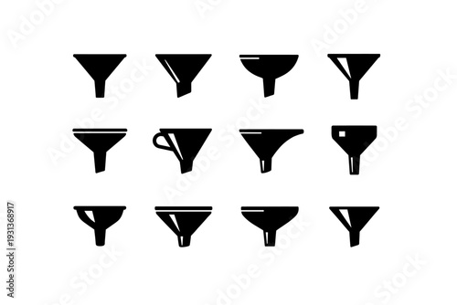 Geometry graphic utensil kitchen modern simple black design pure icons vector funnel