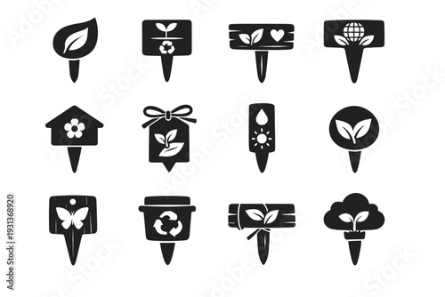 Image garden sustainability generation conscious vector planting flow icon simple marker green