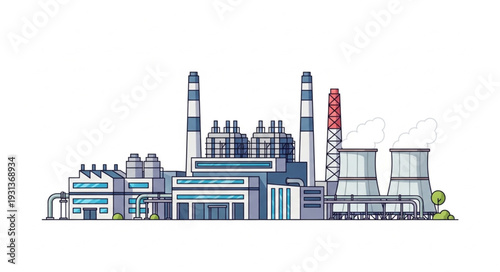 Industrial Factory Complex with Towers.