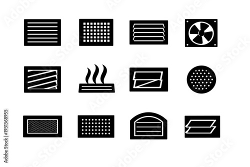 Home simple generation airflow cover utility solid air element vector icon image