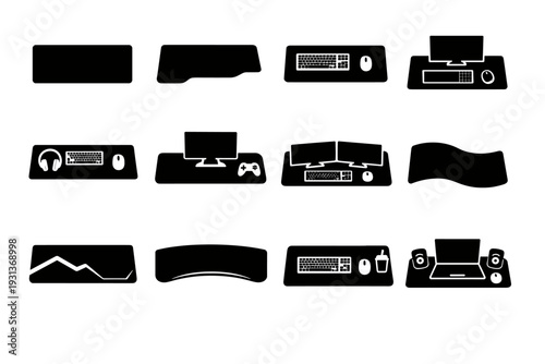 Icon simple clean vector pad generation workspace mat image silhouette keyboard desk