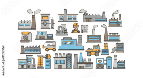 Industrial Factory Icons and Symbols.