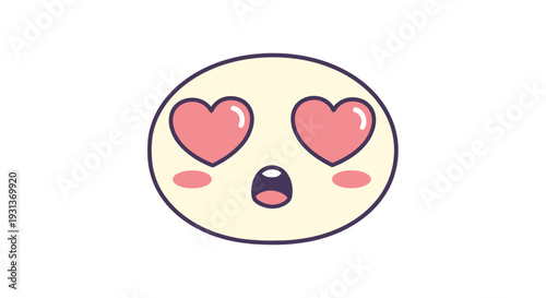 Cute heart eyes emoji expressing love and adoration on a white background.