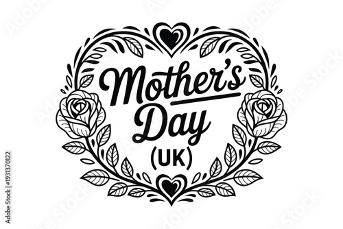 Mother's day uk logo with heart and roses