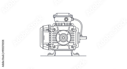 Line art illustration of an electric motor viewed from the front.