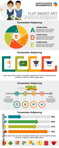 Education and management infographic charts set