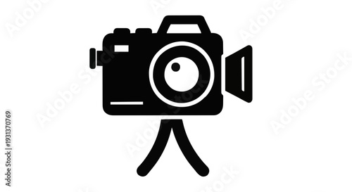 Monochrome Silhouette Icon of Dapper Penguin in Tuxedo and Top Hat Celebrating Victory, Holding Candy Cane in Trophy Cup on White Background