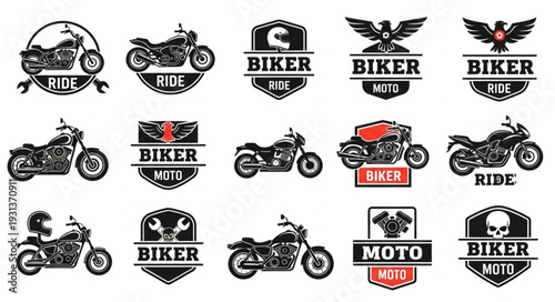 Collection of Biker Motorcycle Emblems and Logos.