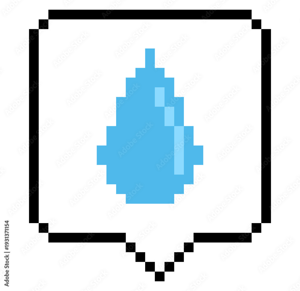Fototapeta premium ドット絵の絵文字と吹き出し,透過背景,水滴