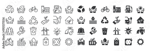 Ecology thin line and solid icon set. Mutli series icon collection. Web minimal icons