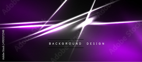 Abstract purple neon lines over dark background. Modern design elements create dynamic visual effect. Simple text reads background design.