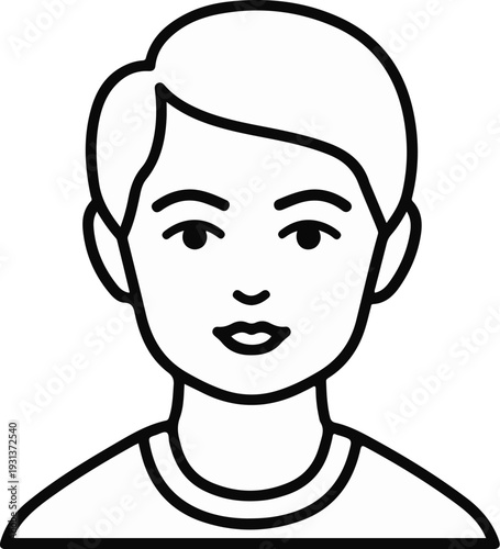 Minimalist line drawing of a person's head and shoulders