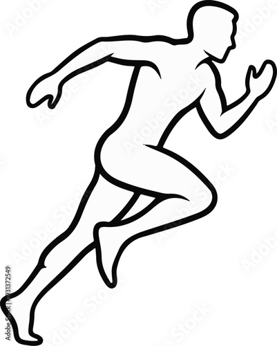Minimalist outline of a person in mid-stride, captured in motion