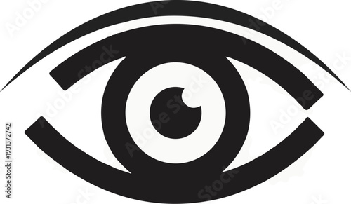 Stylized black and white illustration of an eye, a symbol of vision and awareness