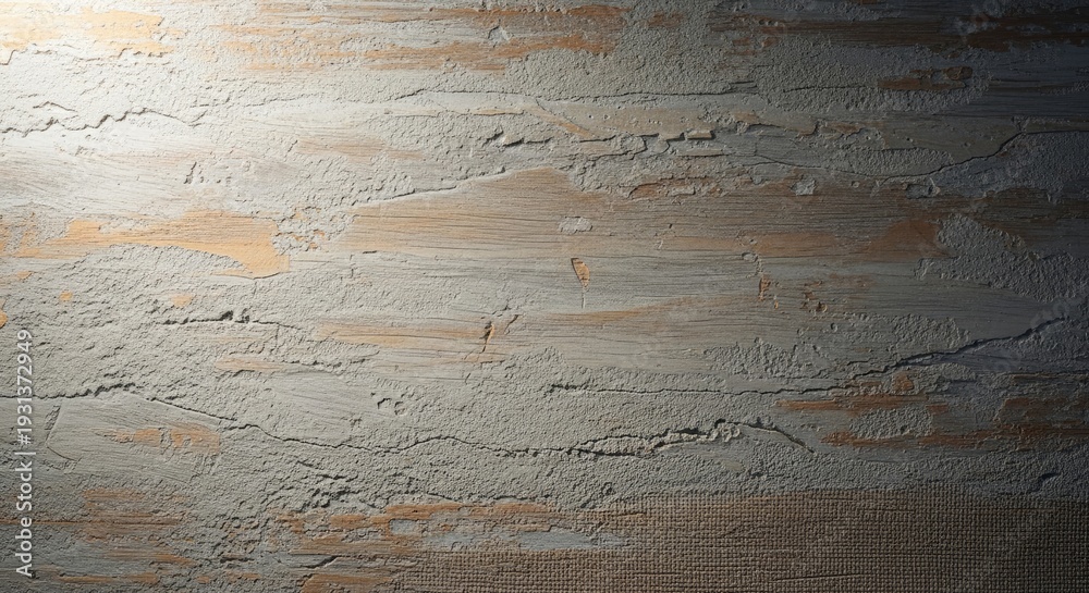 Fototapeta premium A weathered wooden surface with patches of peeling paint and a light brown hue.