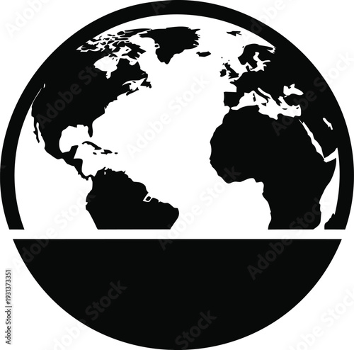 Globe illustration showing North and South America and Africa with a copy space