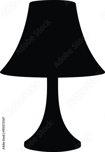 Table lamp vector illustration. black modern light fixture on transparent background. room decor