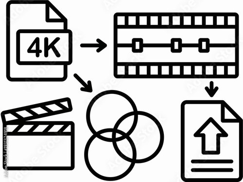 Video Editing Process Icons and Symbols.