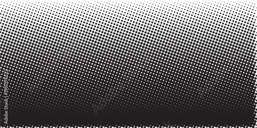 Dotted gradient vector illustration, white and black halftone background, horizontal seamless dotted lines, monochrome dots texture backdrop, retro effect. modern