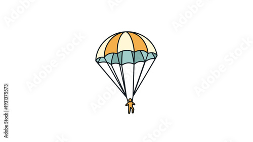 Colorful illustration of a person floating through the air with a large parachute representing adventure and extreme sports.