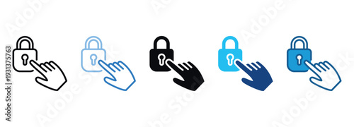Lock Icon Set Multiple Style Of