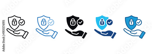 Secured Icon Set Multiple Style Of