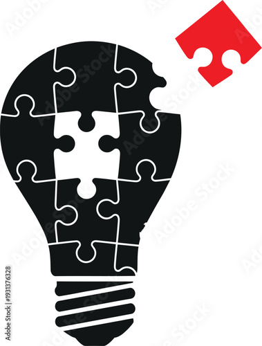 Innovative idea light bulb puzzle concept