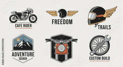 Motorcycle themed emblems and logos for riders.