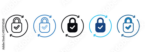 Locked Icon Set Multiple Style Of