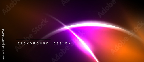 Abstract neon lines create dynamic composition. Orange, purple hues blend, forming futuristic background design. Minimalist text present.