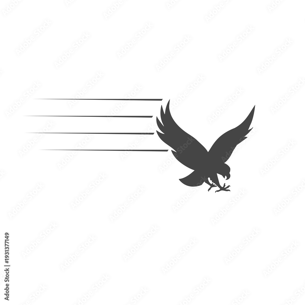 Fototapeta premium Fast eagle or falcon logo icon isolated on white background