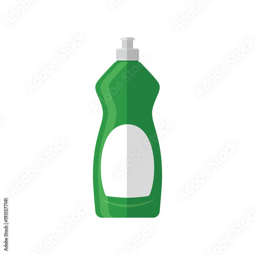 Green dish soap bottle flat vector design isolated on white background