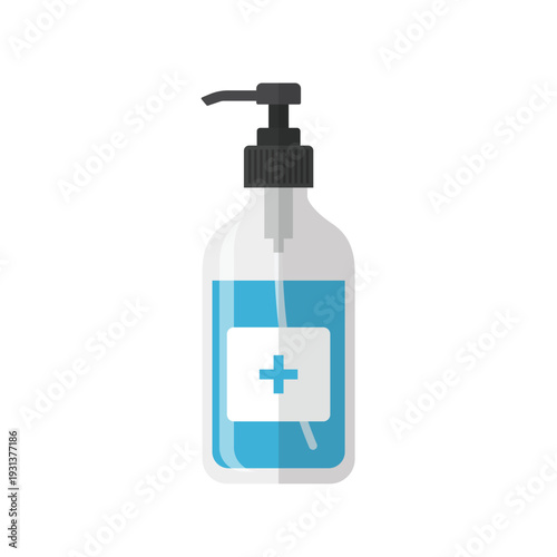 Hand sanitiser pump bottle flat vector illustration isolated on white background
