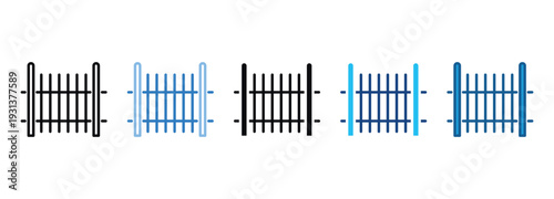 Fence Icon Set Multiple Style Of