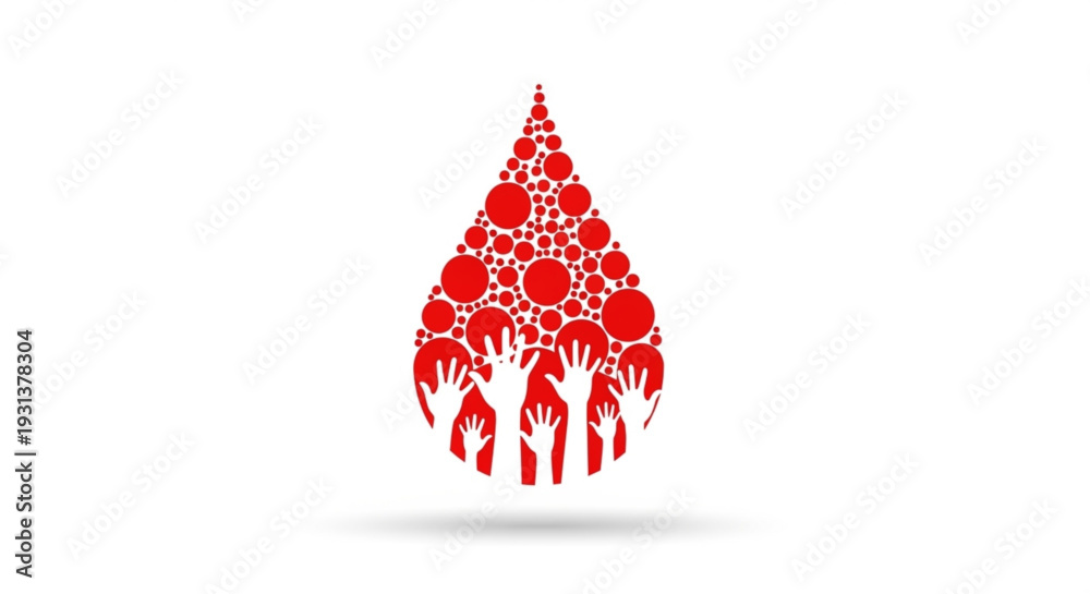 Obraz premium World Hemophilia Day intricately formed by many reaching hands, representing vital blood donation, collaborative community support, and life-saving health initiatives
