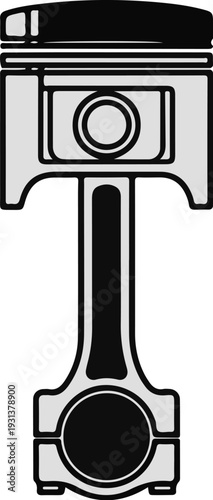 Mechanical piston and connecting rod assembly, engineering component