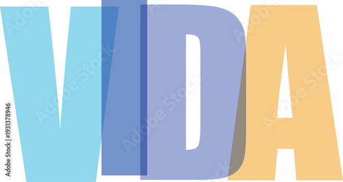 Vida tipografía moderna colorida diseño vectorial