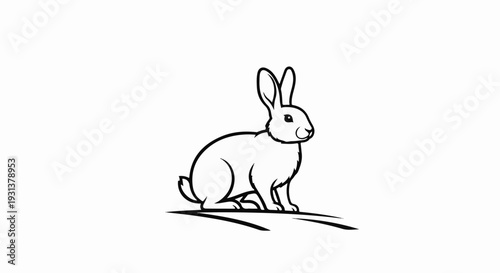 Outline illustration of a rabbit sitting on a white background