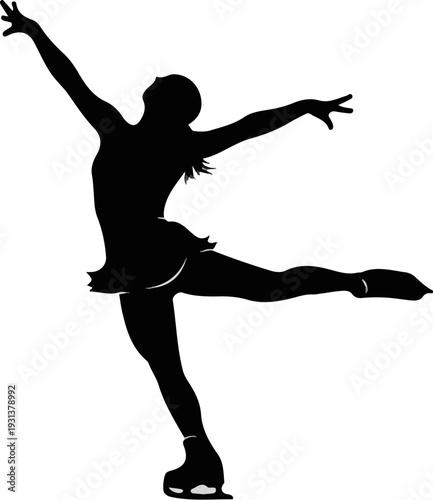 Silhouette of a figure skater performing a graceful spin on the ice