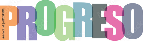 Progreso tipografía moderna colorida diseño vectorial