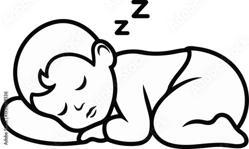 Stylized outline of a baby sleeping soundly with "Z" symbols floating above