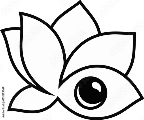 Stylized lotus flower with an eye integrated into its petals