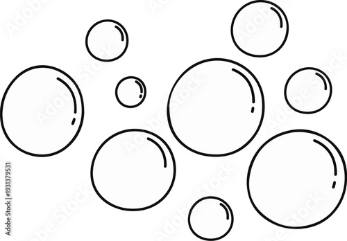 A collection of various sized bubbles floating in a void