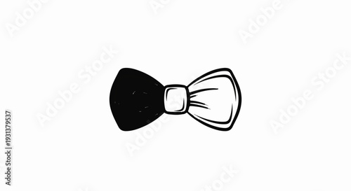 A hand-drawn, black and white bow tie on a plain white background