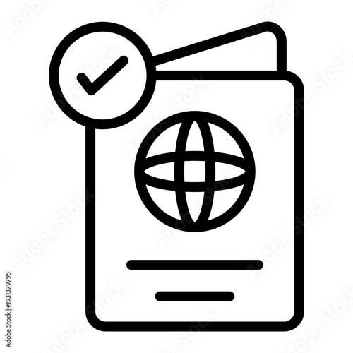 Passport Control  Vector Line Icon Design