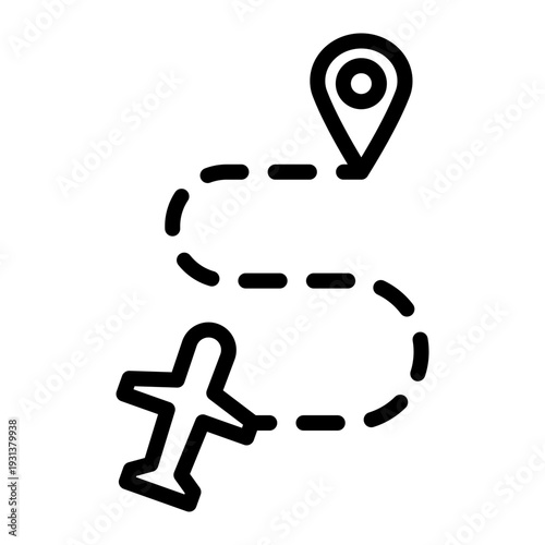 Airplane Route  Vector Line Icon Design