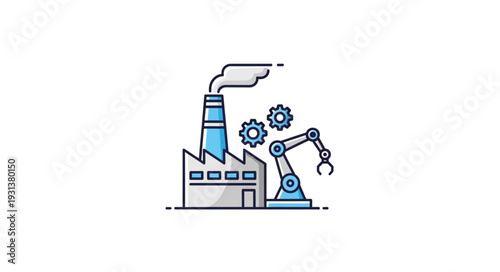 Industrial Factory with Robotic Arm.