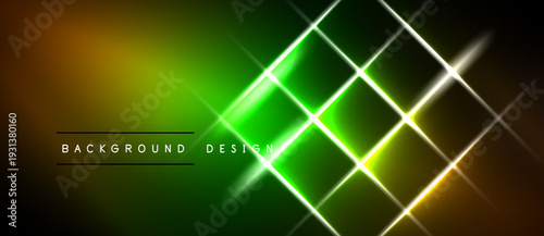 Bright neon geometric pattern. Vivid green, yellow gradients create dynamic visual effect. Modern design element for backgrounds.