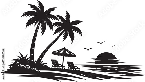 Summer Festival Silhouette, Vector Illustration, Isolated on White Background