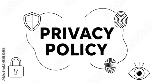 Privacy Policy Concept with Security and Biometric Icons.